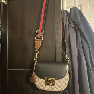 Designer Black and Brown Crossbody Bag
